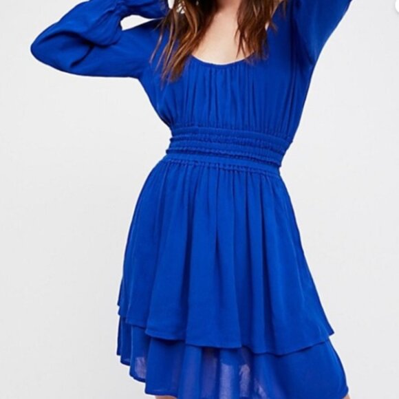 Free People | Much Ado Mini Dress Blue | Size Small - Womens - Picture 1 of 14